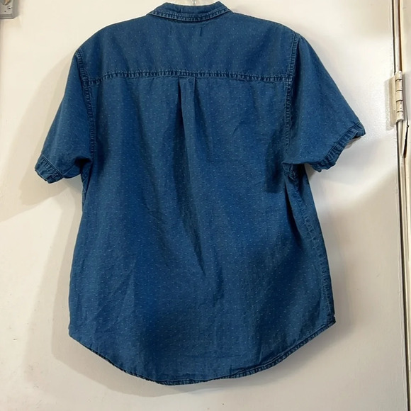 Madewell Denim Chronicle Button-Down Short Sleeve Shirt Oversized Boxy Textured - Picture 5 of 8